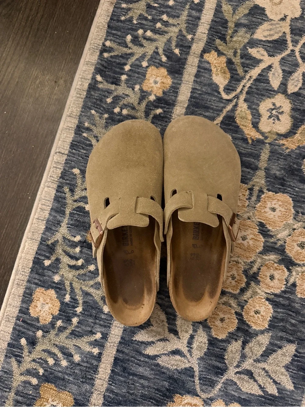 Birkenstock Suede Slip-On Clog in Light Brown
